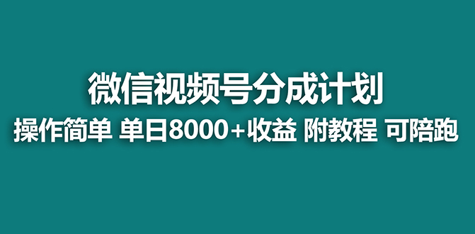 【蓝海项目】视频号分成计划最新玩法，单天收益8000+，附玩法教程，2024年的稳定项目