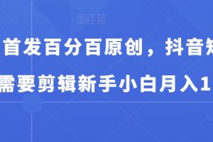 全网首发百分百原创，抖音短剧不需要剪辑新手小白月入1W