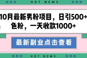 10月最新男粉项目，日引500+色粉，一天收款1000+