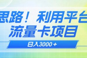 揭秘新方法！新思路！利用平台做流量卡，日赚3000+