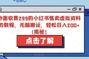 外面收费299的小红书售卖虚拟资料的教程，无脑搬运，轻松日入200+