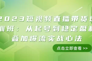 2023短视频直播带货培训班：从起号到稳定盈利叠加爆流实战心法（11节课）