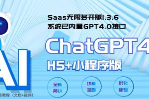 Saas无限多开版ChatGPT小程序+H5，系统已内置GPT4.0接口，可无限开通坑位