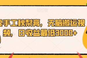 卖手工秋梨膏，无脑搬运视频，日收益最低3000+