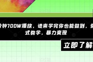 一分钟700W播放，进来学完你也能做到，保姆式教学，暴力变现