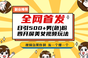 全网首发！日引500+老色批 美女视频四开屏玩法！发一个爆一个！