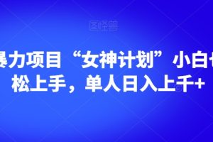 男粉暴力项目“女神计划”小白也可轻松上手，单人日入上千+