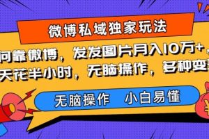 如何靠微博，发发图片月入10万+，‌每天花半小时，无脑操作，多种变现