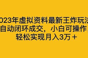 2023年虚拟资料最新王炸玩法，自动闭环成交，小白可操作，轻松实现月入3万＋