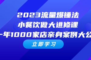 2023流量爆锤法，小餐饮做大进修课，一年1000家店亲身案例大公开