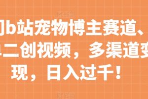 冷门b站宠物博主赛道，简单二创视频，多渠道变现，日入过千！