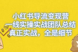 小红书导流变现营，一线实战团队总结，真正实战，全是细节，全平台适用