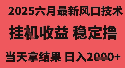 2025六月最新风口技术，无人挂机撸礼物，长期稳定 一个小时收益2k+，小白当天拿结果