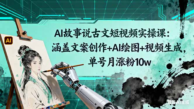 AI故事说古文短视频实操课：涵盖文案创作+AI绘图+视频生成，单号月涨粉10w