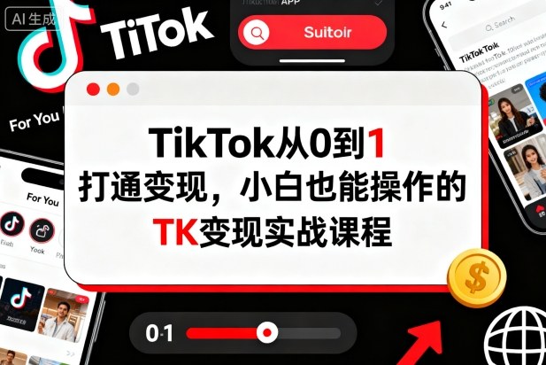 TikTok从0到1打通变现，小白也能操作的TK变现实战课程