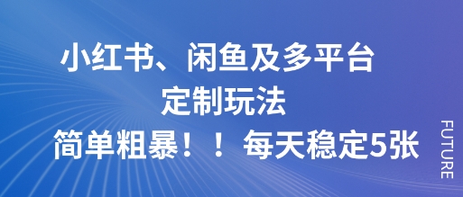 小红书、闲鱼及多平台定制玩法简单粗暴！每天稳定500+