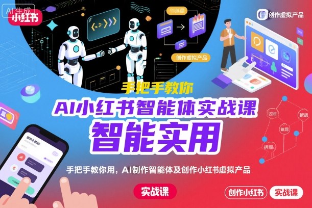 AI小红书智能体实战课,手把手教你用AI制作智能体及创作小红书虚拟产品,提效+内容商业化